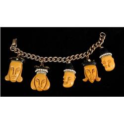 Bakelite Heraldic Bracelet with Seed Pearls.