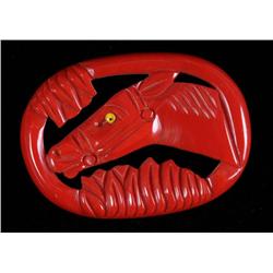 Bakelite Red Horse Pin.