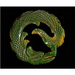 Bakelite Green Dragon Pin.