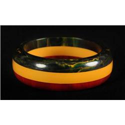 Bakelite Cream, Blue & Red Chunky Bracelet.