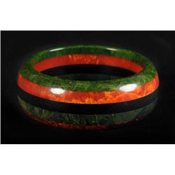 Bakelite Laminated 5 Color Chunky Bracelet.
