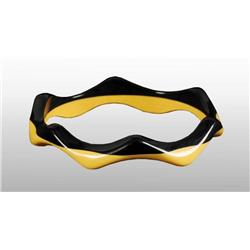 Bakelite Laminated Black & Cream Bracelet.