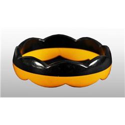 Bakelite Laminated Black/Cream Geometric Bracelet