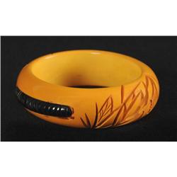 Oval Bracelet with Inset Curvilinear Pieces.