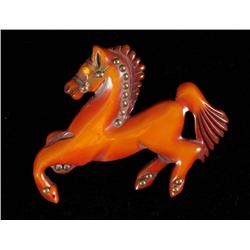 Bakelite Prancing Horse Pin.