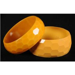 Pair of Bakelite Faceted Honeycomb Bracelets.