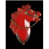 Image 1 : Bakelite Red Horse Pin with Metal Chain.