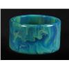 Image 1 : Bakelite Marbleized Blue Moon Bangle Bracelet.