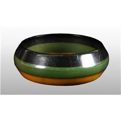 Bakelite Green, Black & Yellow Striped Bracelet.