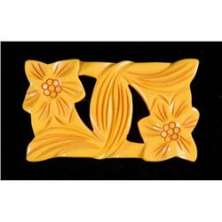 Bakelite Cream Colored Floral Reticulated Pin.