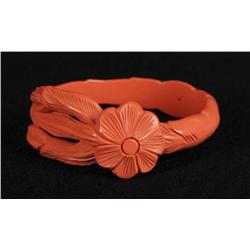 Bakelite Bracelet with Floral Interlocking Clasp.