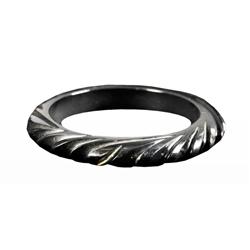 Bakelite Deeply Carved Black Wave-Like Bracelet.