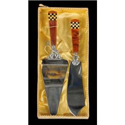 Bakelite Checkerboard Cake Serving Set.