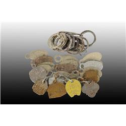 Lot of 31 Dog License Tags & Advertising Key Rings