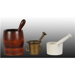 Lot of 3: Assorted Mortar & Pestles.