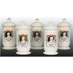 Lot of 11: Ceramic Early Apothecary Jars & Lids.