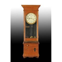Oak Case Simplex Time Recorder Clock.
