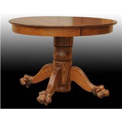 Oak Round Table with Claw Feet.