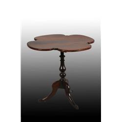 Walnut Clover Shaped Tilt-Top Table.