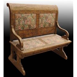 Brass & Tapestry Covered Antique Bench.