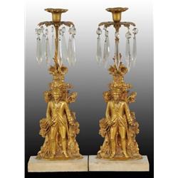 Pair of Bronze Victorian Candlesticks.