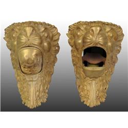 Pair of Bronze Billiard Pockets in Shape of Jester