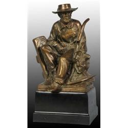 Bronze Farmer Holding Scythe Statue.