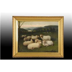 Sheep in Pasture Oil Painting by Jones.