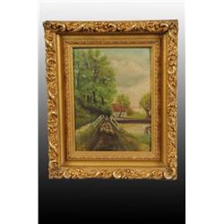 Sheep Crossing a Bridge Oil Painting.