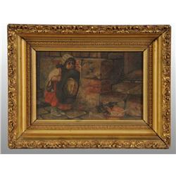 Little Girl Oil on Board Painting.