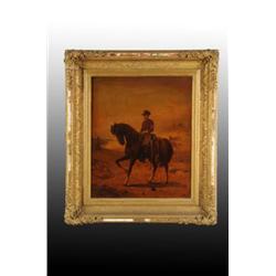 Civil War Oil on Canvas Painting.