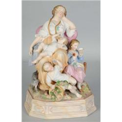 European Bisque Statue with Glass Dome.