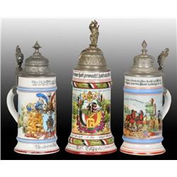 Lot of 3: Lithopane Bottom 0.5 Liter Steins.