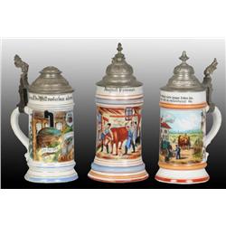 Lot of 3: Lithopane Bottom 0.5 Liter Steins.