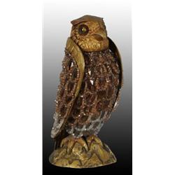 Bronze & Glass Beaded Owl Lamp.