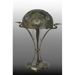 Austrian Bronze Peacock Lamp.