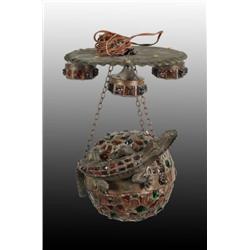 Austrian Bronze Alligator Lamp with Applied Jewels