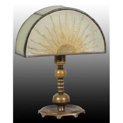 Crescent Shape Glass Panel Handel Lamp.