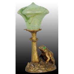 Austrian Bronze Frog and Toadstool Lamp.