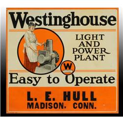 Embossed Tin Westinghouse Light & Power Plant Sign