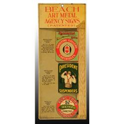 Tin Beach Art Metal Salesmen Sample Sign.