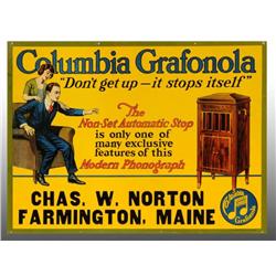 Tin Columbia Grafonola Sign.