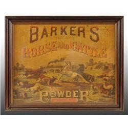 Barker's Horse & Cattle Powder Poster.