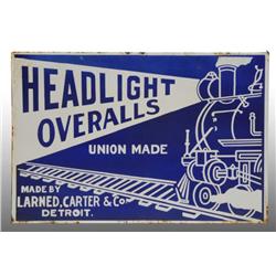 Porcelain Headlight Overalls Flange Sign.