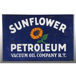 Porcelain Sunflower Petroleum 2-Sided Flange Sign.