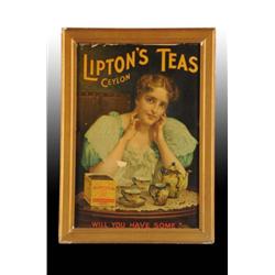 Cardboard Lipton Teas Sign.