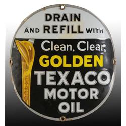 Porcelain Golden Texaco Motor Oil Sign.