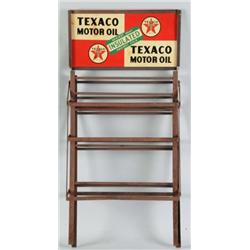Metal & Tin Texaco Oil Can Rack.