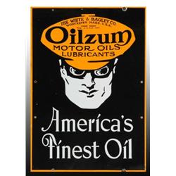 Porcelain 2-Sided Oilzum Sign.