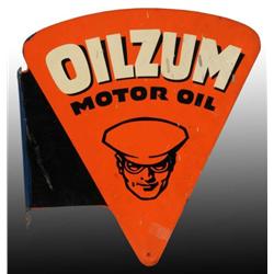 Tin Oilzum 2-Sided Flange Sign.